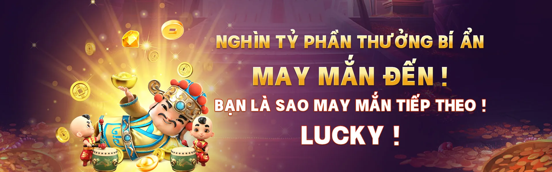 Hình ảnh banner khuyến mãi C54 với tiền vàng và biểu tượng may mắn